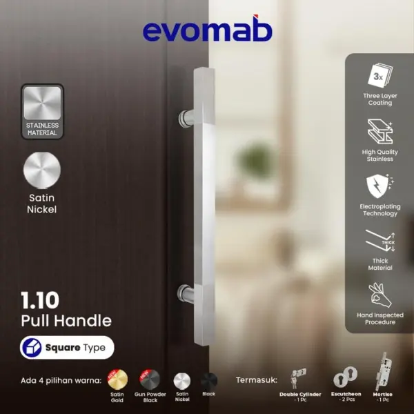evomab Pull Handle Pintu Minimalis Hitam 1.10 - Gambar 3