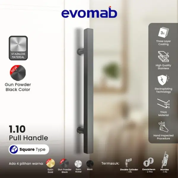 evomab Pull Handle Pintu Minimalis Hitam 1.10 - Gambar 4