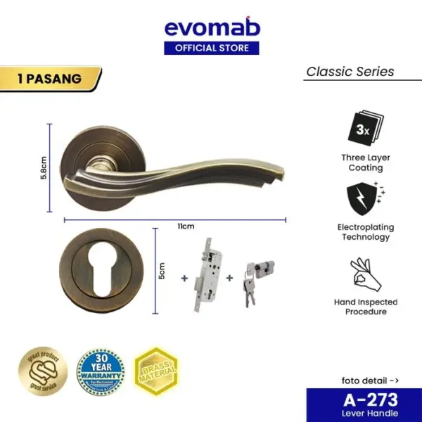 evomab Lever Handle Set Klasik / Antik A-273 - Gambar 2