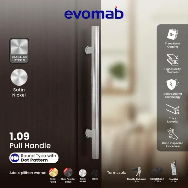 evomab Pull Handle Pintu Minimalis warna Hitam 1.09-BL - Gambar 3