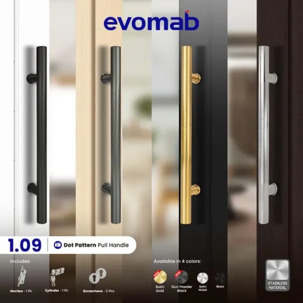 evomab Pull Handle Pintu Minimalis warna Hitam 1.09-BL