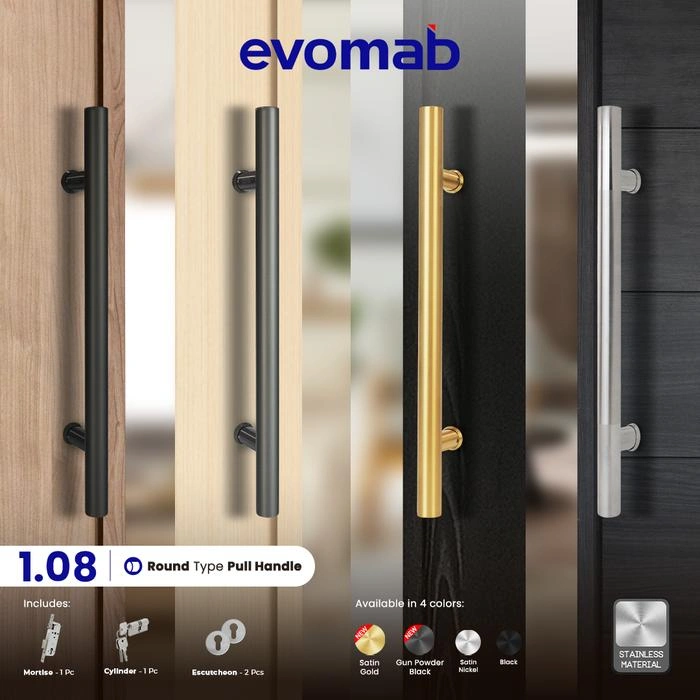 evomab Pull Handle Pintu Minimalis warna Hitam 1.08-BL