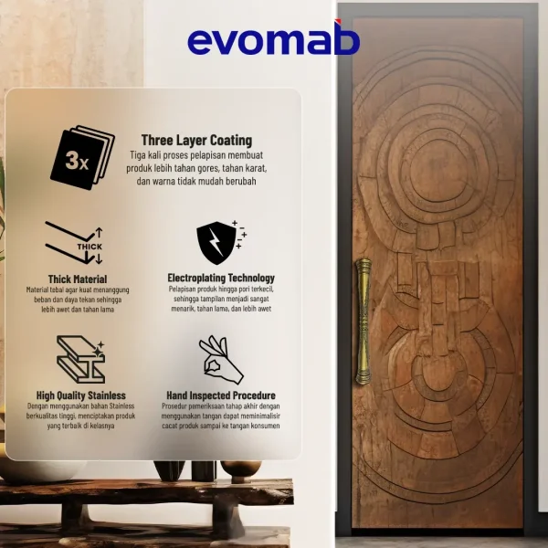 evomab Pull Handle Pintu Klasik / Antik panjang 60 cm tipe 2.08 Antiqu - Gambar 3