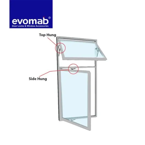evomab Casement Engsel Jendela Aluminium SUS 304 10 / 12 inch - Gambar 2