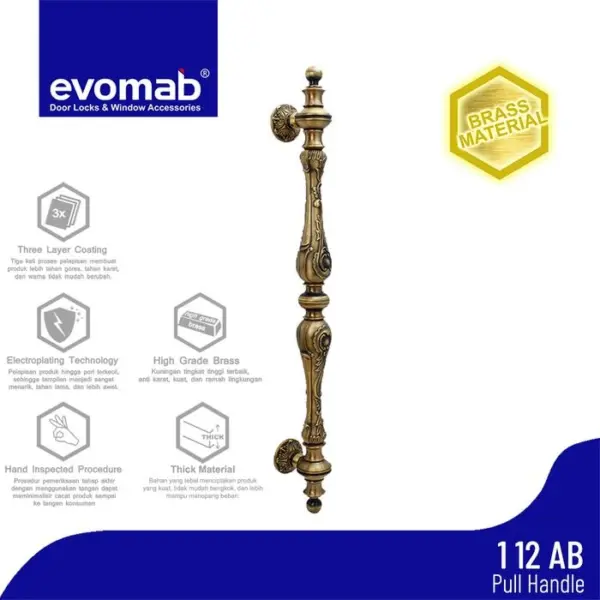 evomab Pull Handle Pintu Klasik / Antik 1.12-AB - Gambar 2