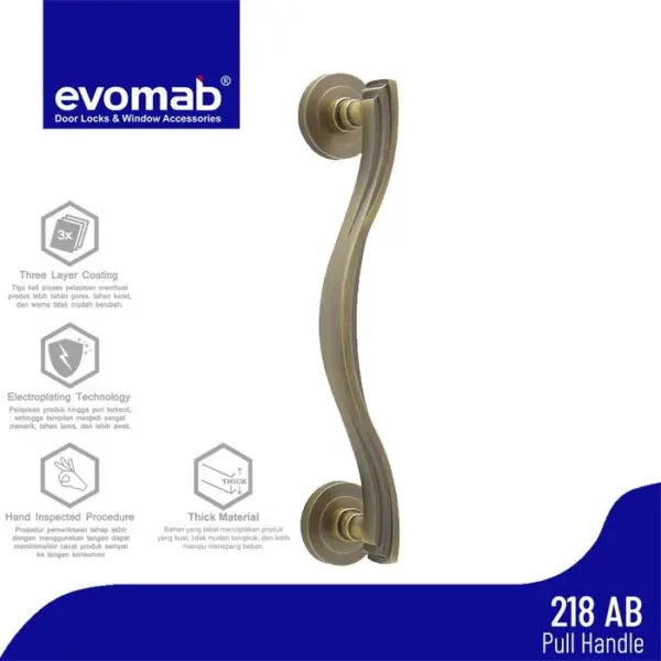 evomab Pull Handle / Pintu Kupu Tarung Klasik / Antik PH100-218 - Gambar 2